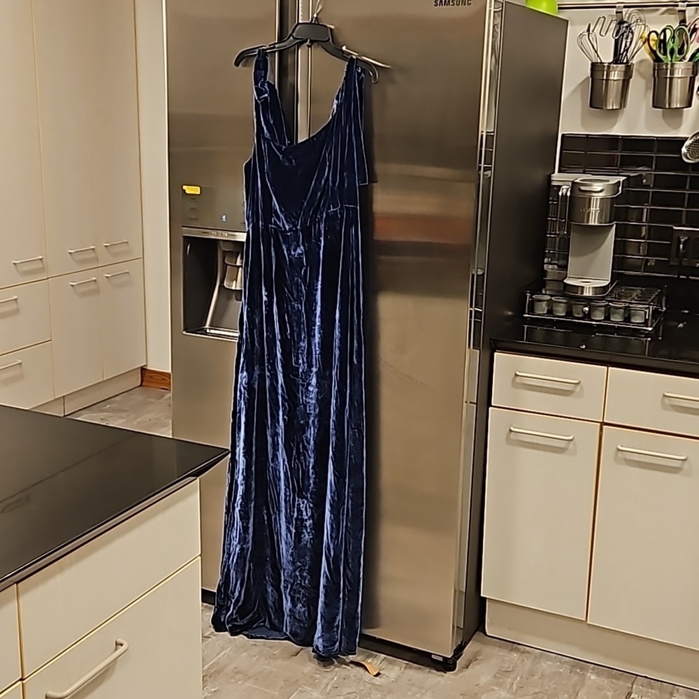 💕REFORMATION💕 Westerly Velvet Maxi Dress ~ Danube Blue 12 NWT - Picture 6 of 13